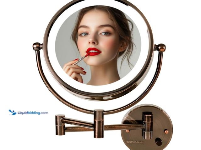 Lot 49-5573588 - OVENTE Hardwired Wallmount Bathroom Mirror, Antique Brass MPWD3185AB1X7X, Unused