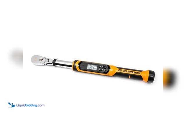 Lot 49-3616916 - GEARWRENCH 3/8" Drive 10-100 ft./lbs. Flex-Head Electronic Torque Wrench with Angle - Unused - Model...