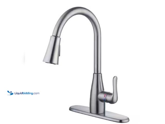 Lot 49-3631071 - Glacier Bay McKenna Single-Handle Pull Down Sprayer Kitchen Faucet in Stainless Steel with TurboSpra...