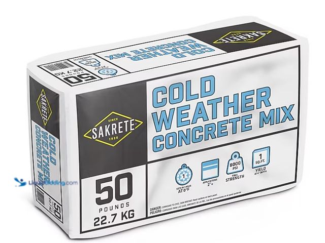 Lot 49-1515880 - (64) Sakrete Cold Weather 50 Pound(s) Fast setting Concrete mix, Model # 1098273, Unused, Minor hole...