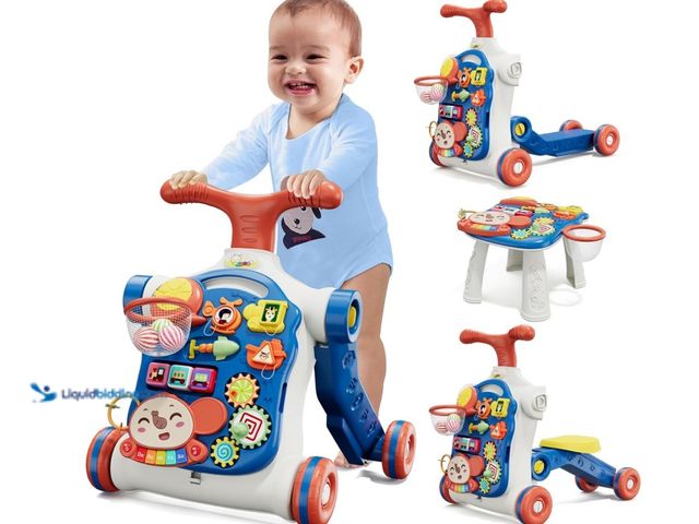 Lot 49-1571290 - HYES 5 in 1 Baby Push Walker for Baby Boy, Activity Center Learning to Walk, Sit to Stand, Early Lea...