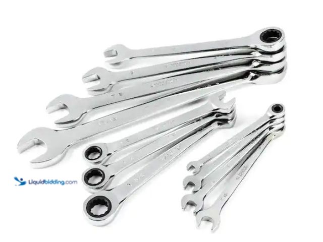 Lot 49-1567846 - (10-Piece) Husky Ratcheting SAE Combination Wrench Set, Model # HRW11PCSAE, Slightly used, Missing o...