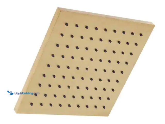 Lot 49-1623391 - Glacier Bay Modern 1-Spray Pattern 8.8 in. Single Wall Mount Fixed Shower Head in Matte Gold, Model ...