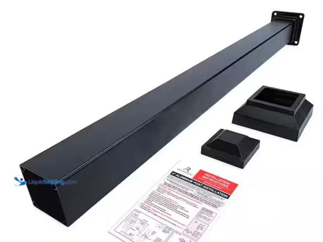 Lot 49-1623516 - Aria Railing 3 in. x 3 in. x 36 in. Black Powder Coated Aluminum Deck Post Kit, Model # A36PBKB, Unu...