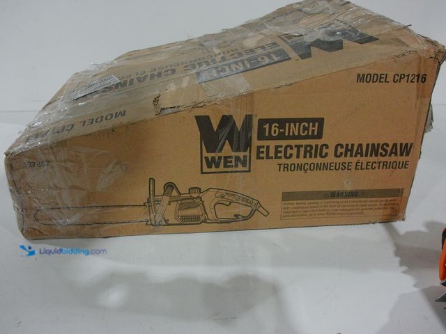 Lot 49-2006041 - WEN 16 in. Corded 12-Amp Electric Chainsaw, Model # CP1216, Used, Has attachments, Scuffs & scratche...
