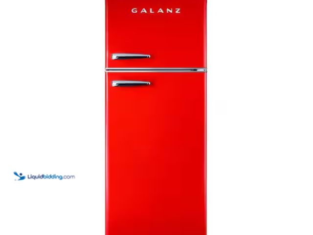 Lot 49-1567613 - Galanz 22 in. 7.6 cu. ft. Retro Top Freezer Refrigerator, Hot Rod Red, Energy Star, Model # GLRF76TM...