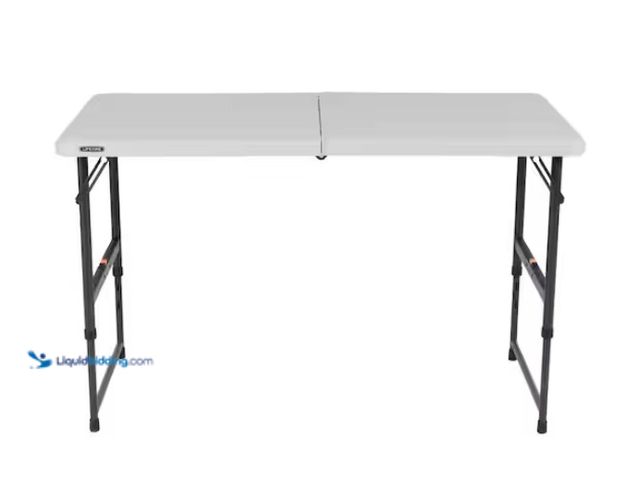 Lot 49-1550469 - Lifetime 48 in. L Rectangle Almond Resin Adjustable Fold-In-Half Table with Bronze Frame, Model # 81...