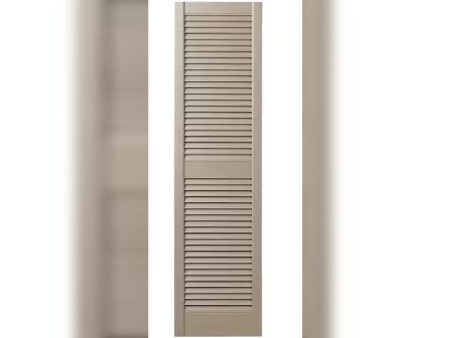 Lot 49-1517047 - Ply Gem
15 in. x 59 in. Open Louvered Polypropylene Shutters Pair in Pebblestone Clay, Model # VINL...