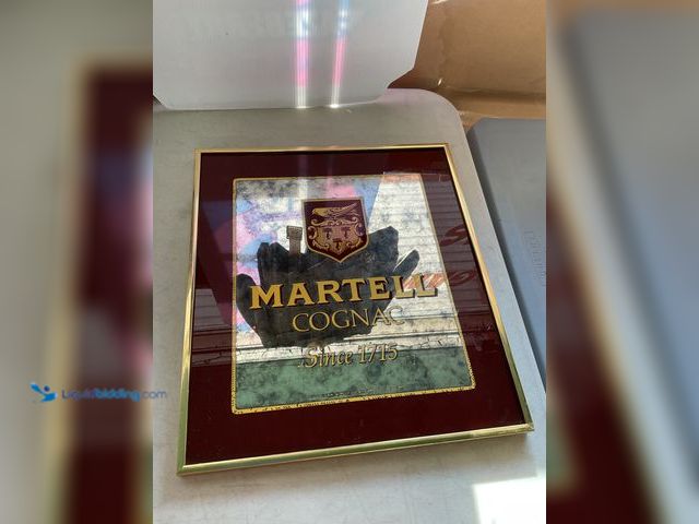 Lot 49-1505991 - COLLECTIBLE VERY NICE GOLD FRAMED MARTELL COGNAC BAR MIRROR MEASURES APPROXIMATELY 18 INCH  BY 16 IN...