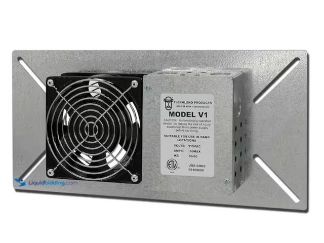Lot 49-2000942 - Tjernlund Products 110 CFM Power Crawl Space Fan, Model # V1, Unused, Has attachments.   Ref#SB0601