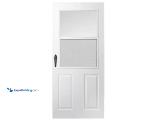 Lot 49-1622763 - Andersen 200 Series 30 in. x 80 in. White Universal 1/2 Light High-View Aluminum Storm Door with Bla...