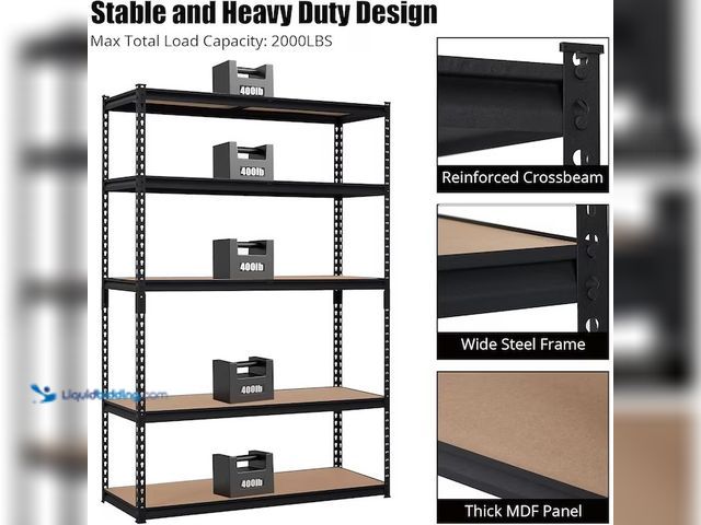 Lot 49-1631908 - Garvee 48 x 24 x 72 in Heavy Duty Storage Shelves with Adjustable Shelving, Storage Utility Rack She...
