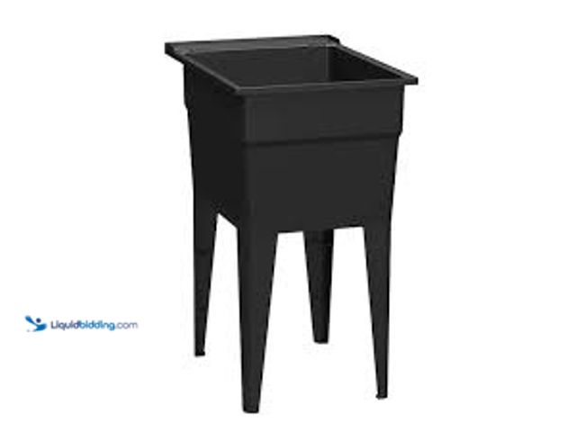 Lot 49-3539873 - RUGGED TUB 18 in. x 24 in. Black Freestanding Utility/Laundry Sink. Model # N52B-1. Unused with hard...