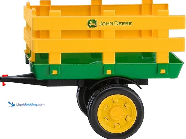 Lot 49-3527665 - Peg Perego John Deere Stakeside Trailer Ride On, Green. Model: B00FLTVMFW. Unused