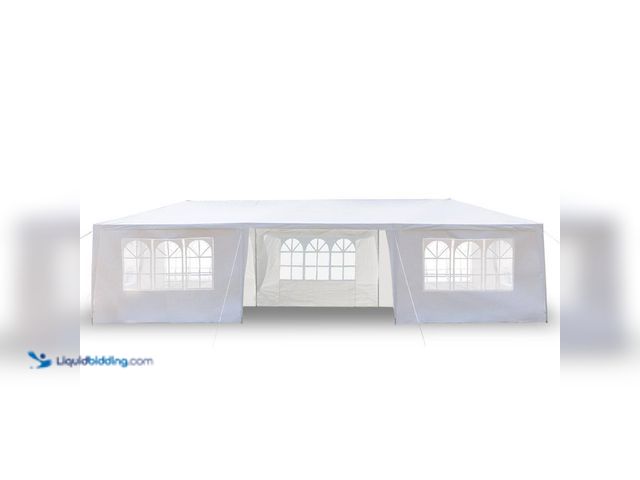 Lot 49-5408406 - Karl home 10 ft. x 30 ft. White Party Wedding Tent Canopy 7 Sidewall. [Model # 894740381495] Used