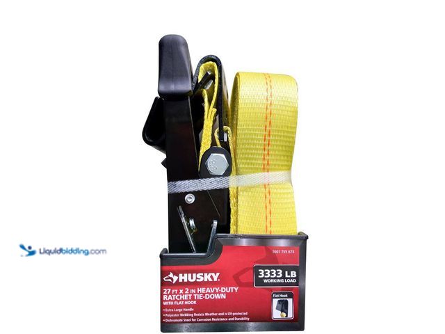 Lot 49-5541713 - 2 in. x 27 ft. Heavy-Duty Ratchet Tie-Down Strap with Flat Hooks (3pack) New