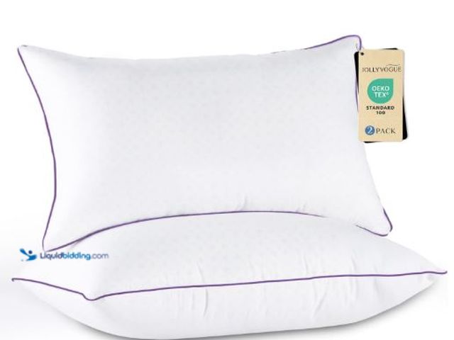 Lot 49-5441296 - JOLLYVOGUE Pillows Queen Size Set of 2, Medium Supportive Bed Pillows with Super Soft Down Alternati...