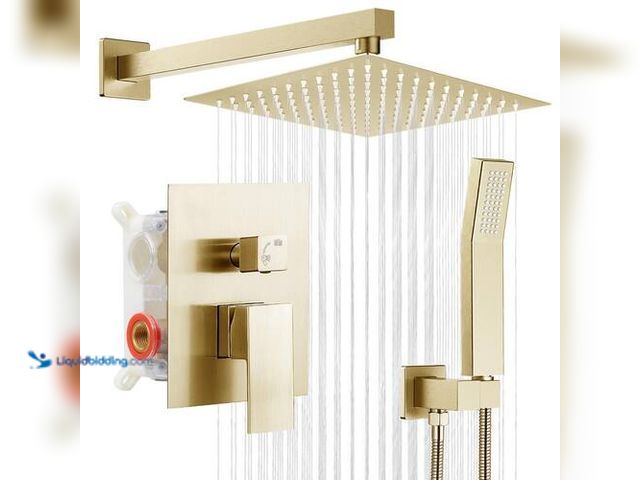 Lot 49-3617671 - MTTCLE 1 Spray Square High Pressure Wall Bar Shower Kits with Valve and Hand Shower Rainfall Shower ...