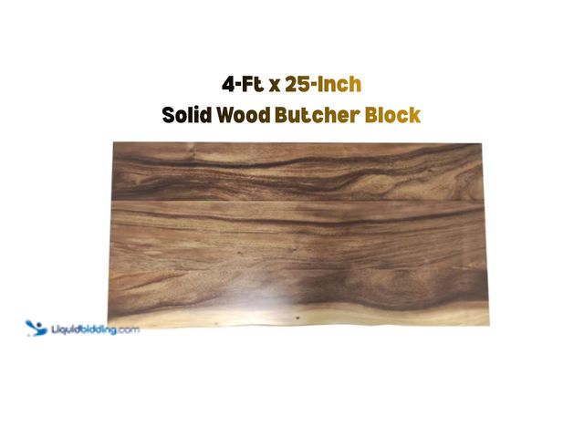 Lot 49-1636766 - Hampton Bay 4 ft. L x 25 in. D Finished Saman Solid Wood Butcher Block Countertop, Unused  Ref#HD090...