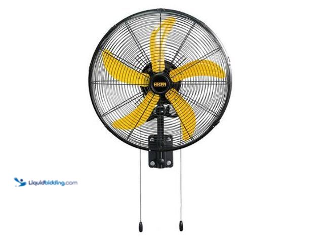 Lot 49-3564861 - WOCK HICFM 20 in. 3 Speeds High Velocity Oscillating Wall Mounted Fan in Yellow with 1/3 HP Powerful...
