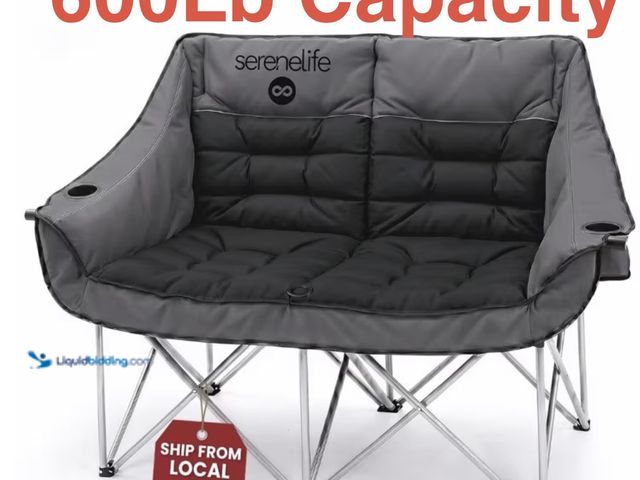 Lot 49-1836743 - Serenelife 2-Seater Heavy Duty Camping Chair. 600lb. capacity, water resistant canvas, cushioned sea...