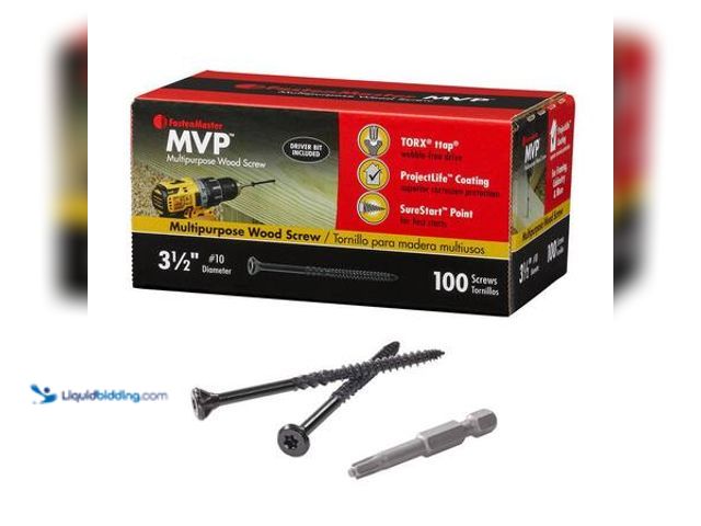 Lot 49-5541903 - QTY 2-FastenMaster #10 x 3-1/2 in. Torx TTAP Drive Suresink Flat Head MVP Multipurpose Wood Screw (1...
