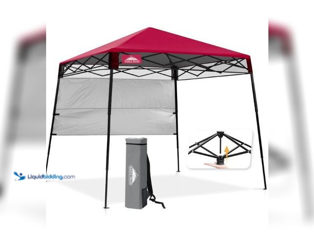 Lot 49-5436124 - EAGLE PEAK 8x8 Pop Up Canopy Tent with Sidewall, Compact, Portable Slant Leg Instant Sun Shelter for...