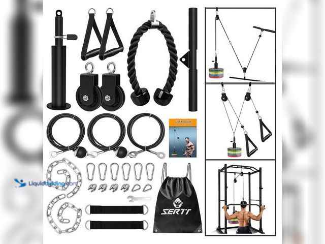 Lot 49-1575694 - SERTT Weight Cable Pulley System Gym, Upgraded Cable Pulley Attachments for LAT Pull Down, Biceps Cu...