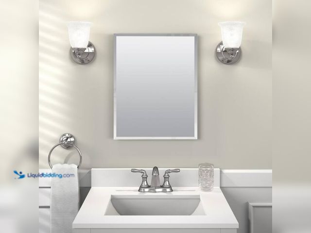 Lot 49-1517273 - Glacier Bay 16 in. W x 20 in. H Rectangular Recessed or Surface Mount Frameless Beveled Mirror Medic...