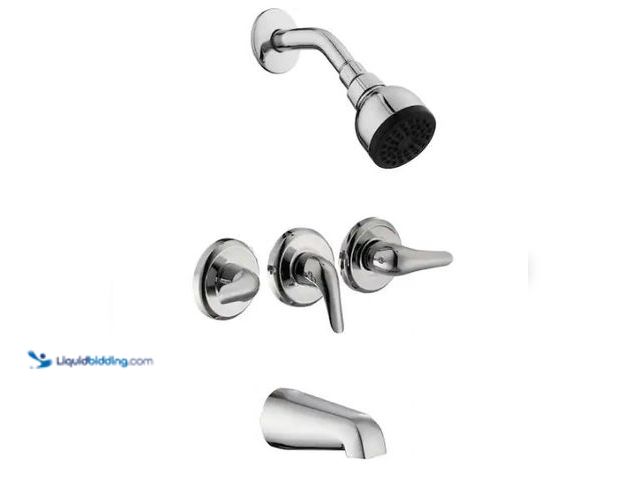Lot 49-1577032 - Glacier Bay Aragon 3 Handle 1-Spray Tub and Shower Faucet 1.8 GPM in Chrome (Valve Included), Model ...