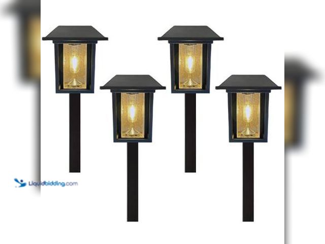 Lot 49-5546853 - Monteaux Lighting Black Integrated LED Outdoor Solar Pathway Lights with Clear Seeded Glass (4-Pack)...