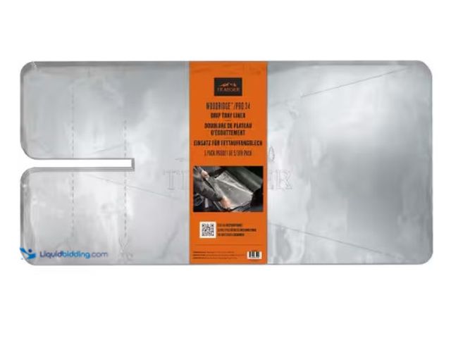 Lot 49-3615755 - 5-Pack Traeger Drip Tray Liner Woodridge Pro 34 Series, Model # BAC818P, Unused.   Ref#SB0720