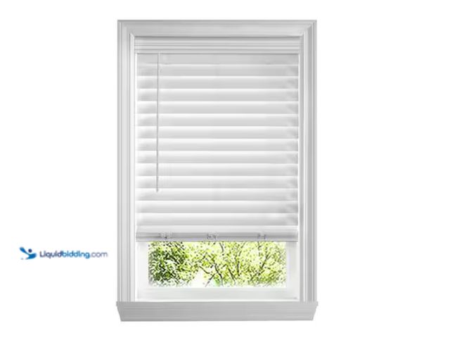 Lot 49-1622850 - Home Decorators Collection White Cordless 2-1/2 in. Premium Faux Wood Blinds with 2.5 in. Slats - 45...