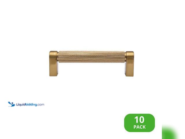 Lot 49-5435933 - 10-Pack Kent Knurled 4 in. (102 mm) Center-to-Center Industrial Satin Brass Bar Drawer Pull Unused