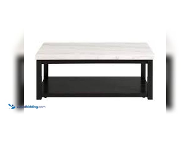 Lot 49-3539286 - Picket House Furnishings Evie White Marble Rectangle 48 in. Coffee Table. Model # CML100CTE. Unused