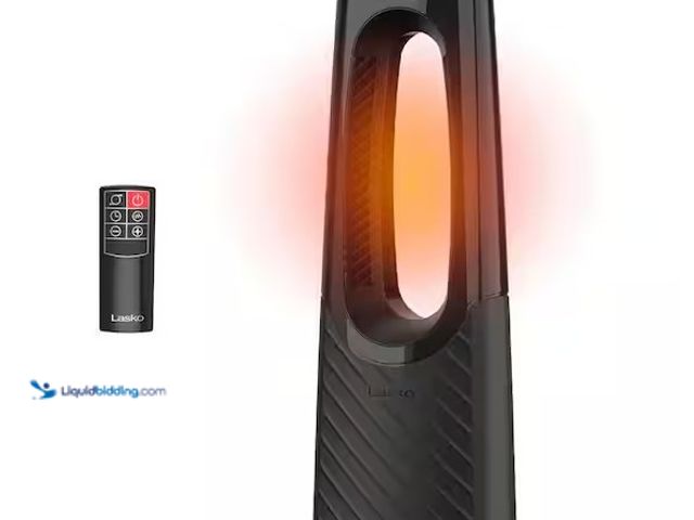 Lot 49-3637927 - Lasko Bladeless 1500W 28 in. Black Electric Oscillating Tower Ceramic Space Heater with Remote Contr...