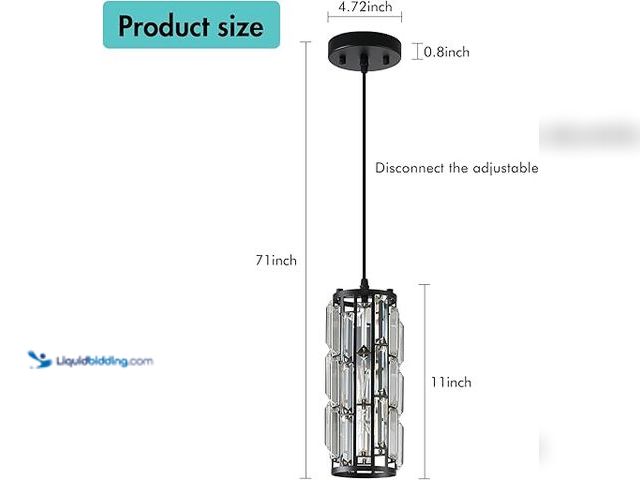 Lot 49-3528723 - Black Pendant lamp Modern Pendant lamp, Mini Crystal Pendant Light, Adjustable Pendant Light for Kit...