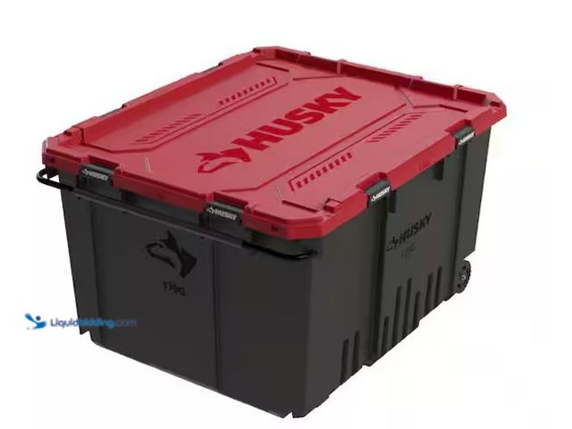 Lot 49-5486953 - Husky
170 Gal. Pro Grip Storage Tote in Black with Red Lid Internet # 333239702
Model # 999-170G-H...