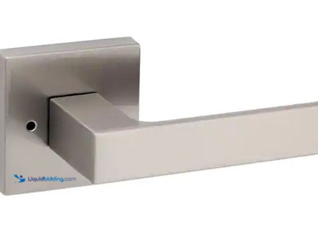 Lot 49-3472093 - Lot of 2 Kwikset Singapore Square Satin Nickel Bed/Bath Door Handle with Microband and Lock Model # ...