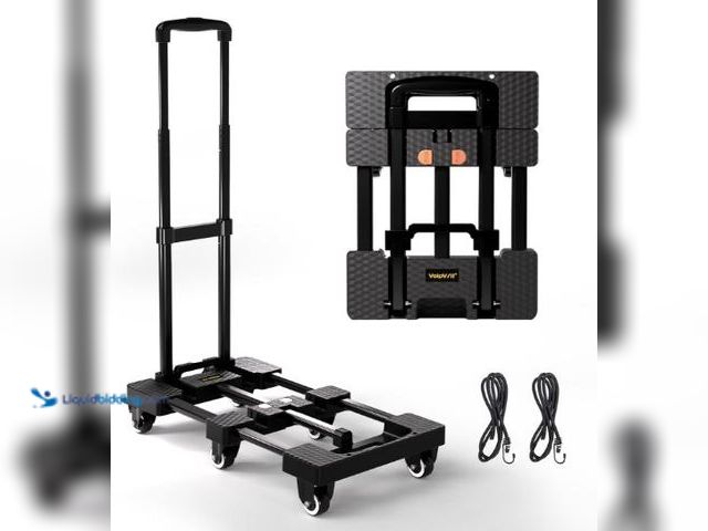 Lot 49-5436532 - Folding Hand Truck 500lbs, Portable Heavy Duty Dolly Cart, 6 Wheels Collapsible Luggage Cart with 2 ...