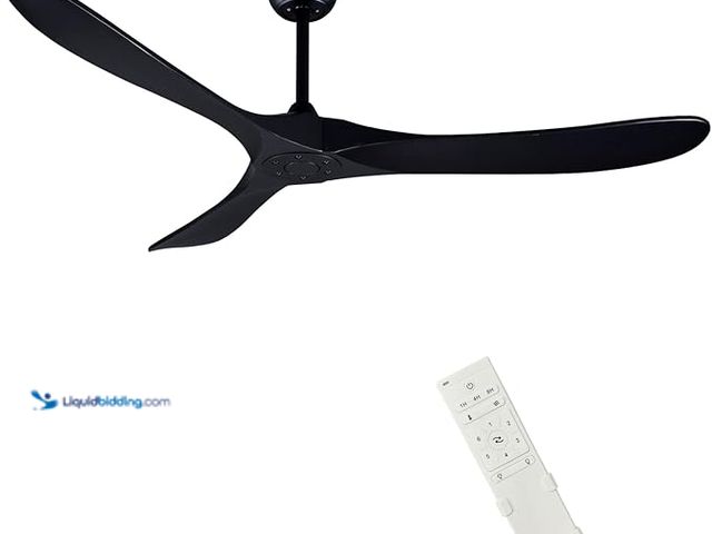 Lot 49-3431114 - FOBLKS 60" Ceiling Fan, Indoor/Outdoor Wood Fan, No Light, Reversible DC Motor Fan 27W Quiet Energy ...