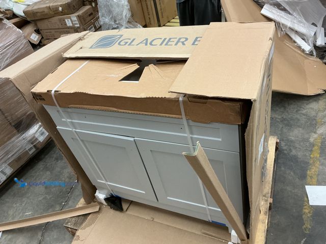 Lot 49-5447624 - PARTS AND REPAIR. Glacier Bay Everdean 37 in. Single Sink Pearl Gray Bath Vanity with White Cultured...