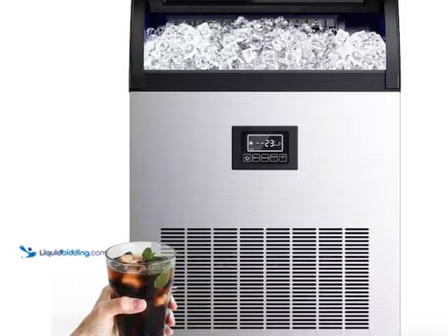 Lot 49-1548775 - SIMZLIFE 24.4 in. 350 lb./24H Full Size Cubes Freestanding Commercial Ice Maker with 44 lb. Storage ...