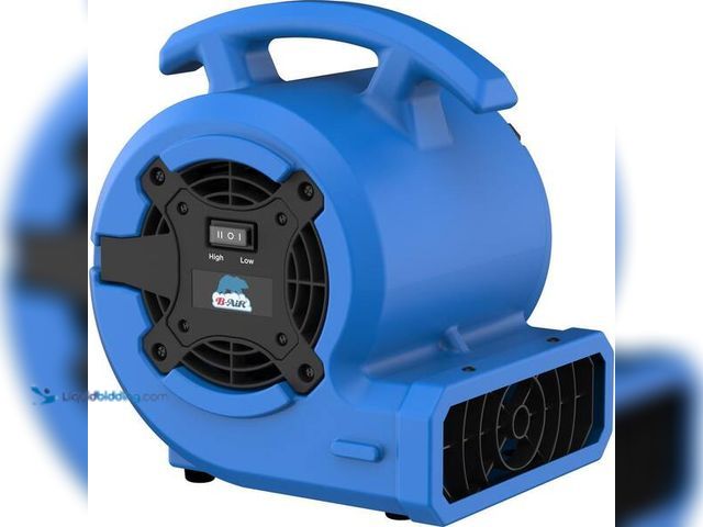 Lot 49-5446817 - B-Air
1/8 HP Air Mover Carpet Dryer Floor Blower Fan for Home Use in Blue. Item is used, powers on.