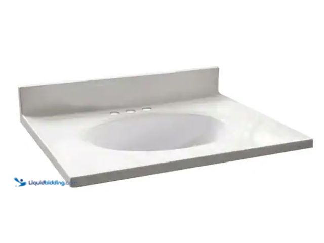 Lot 49-2006715 - Design House 25 in. W x 19 in. D Cultured Marble Vanity Top in Solid White with Solid White Basin wi...