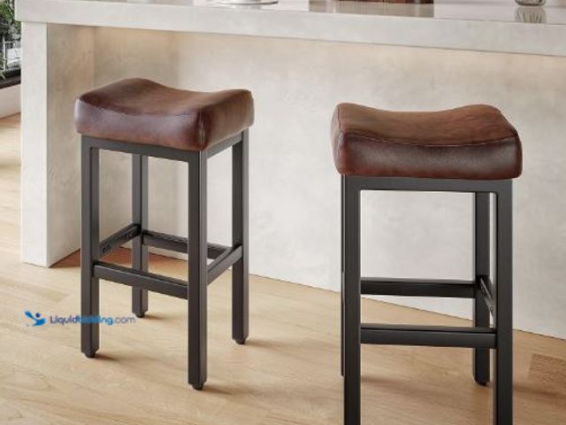 Lot 49-5436602 - 29 Inch Bar Height Bar Stools Set of 2, 29" Barstools for Kitchen Island Counter, Backless Bonded Le...