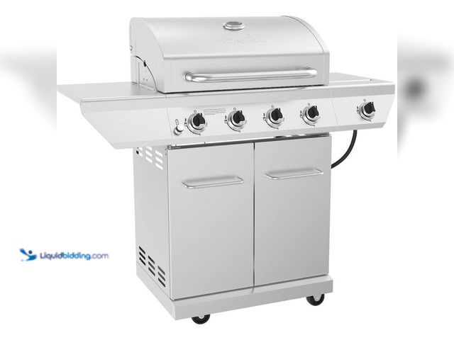 Lot 49-5414233 - Nexgrill 4-Burner Propane Gas Grill in Stainless Steel with Side Burner, Model#720-0830XI, Unused.