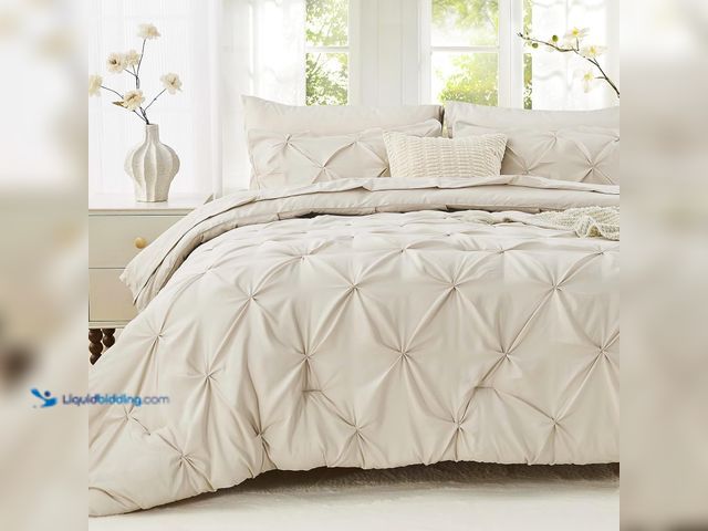Lot 49-5445916 - Sasttie Queen Comforter Set, 7-Piece Bed in a Bag, Pintuck Bedding Sets for All Season, Includes Com...