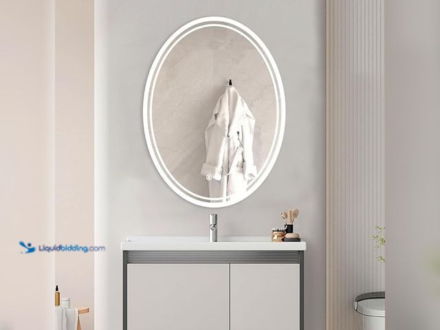 Lot 49-5433825 - 28 x 20 inch Oval LED Bathroom Mirror Anti-Fog 3 Colors Light Dimmable Wall Mounted Lighted Bathroom...