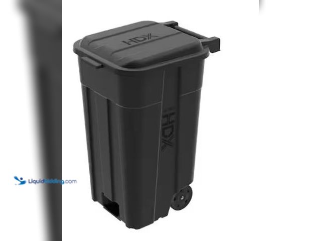 Lot 49-2004479 - Lot of (2) HDX 45 gal. Black Heavy Duty Outdoor Trash Can with Wheels and Attached Lid, Model # 999-...